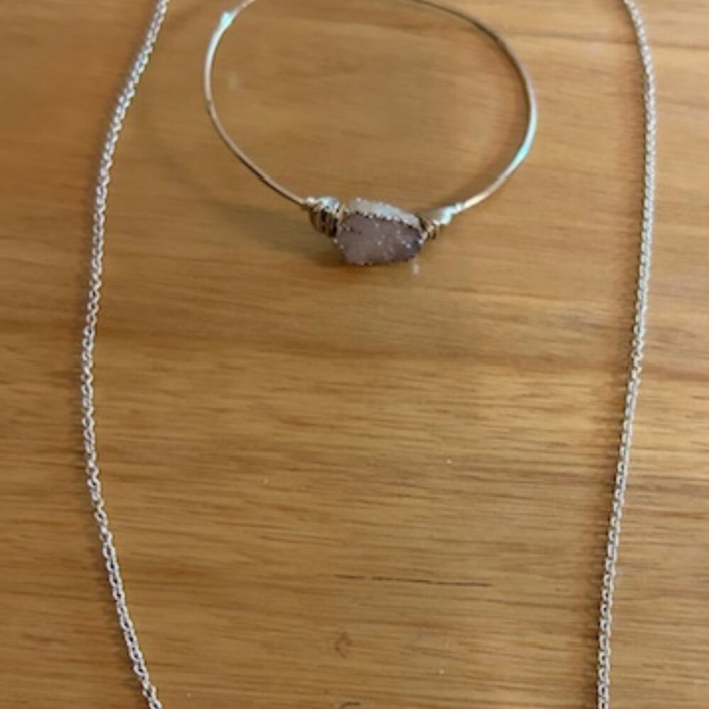 Gold/Pink Stone Jewelry Set